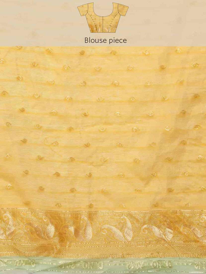Women's Floral Mustard Colored Saree With Blouse - 20278096 -  Standard Image - 3