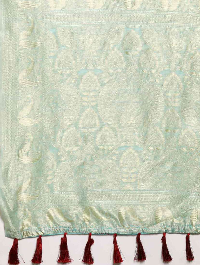 women's floral turquoise colored saree - 20278097 -  Standard Image - 3