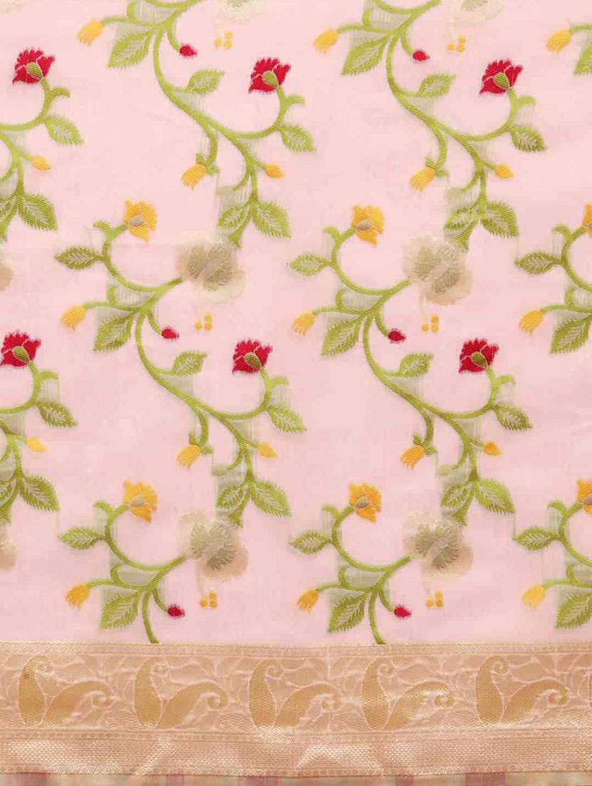 women's floral peach colored saree - 20278098 -  Standard Image - 5