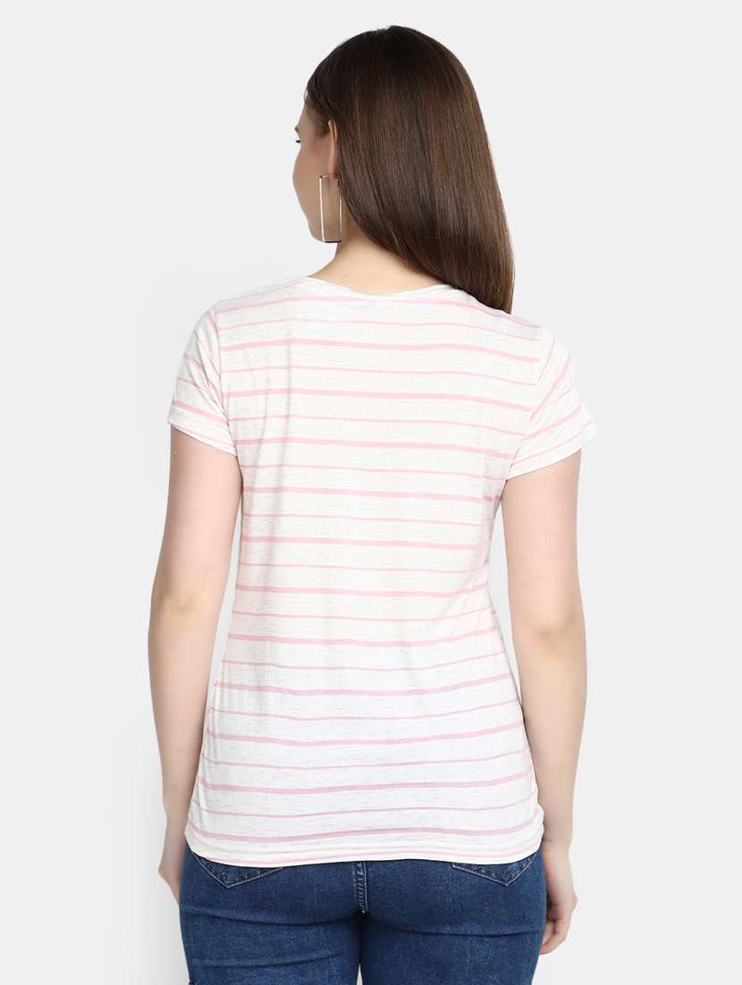 women's striped crew neck t-shirt - 20278136 -  Standard Image - 3