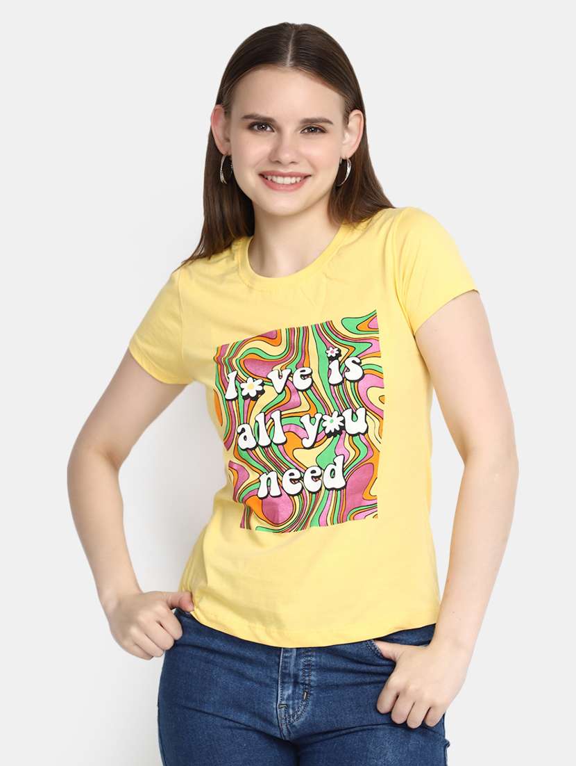 women's front print  t-shirt