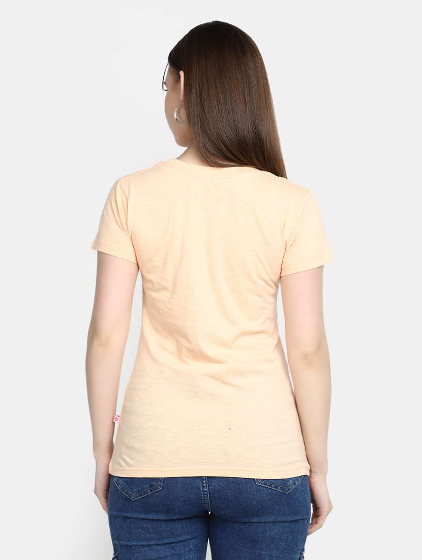 women's chest print crew neck t-shirt - 20278182 -  Standard Image - 3