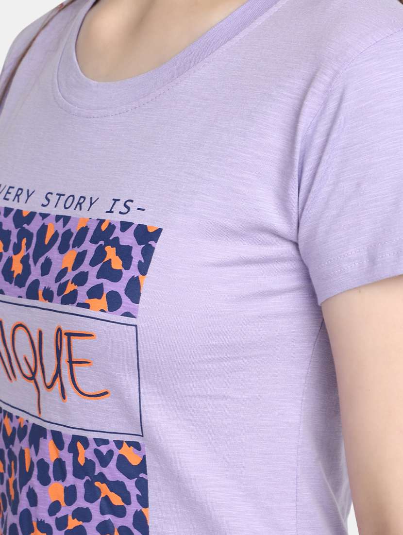 women's front print round neck t-shirt - 20278185 -  Standard Image - 5