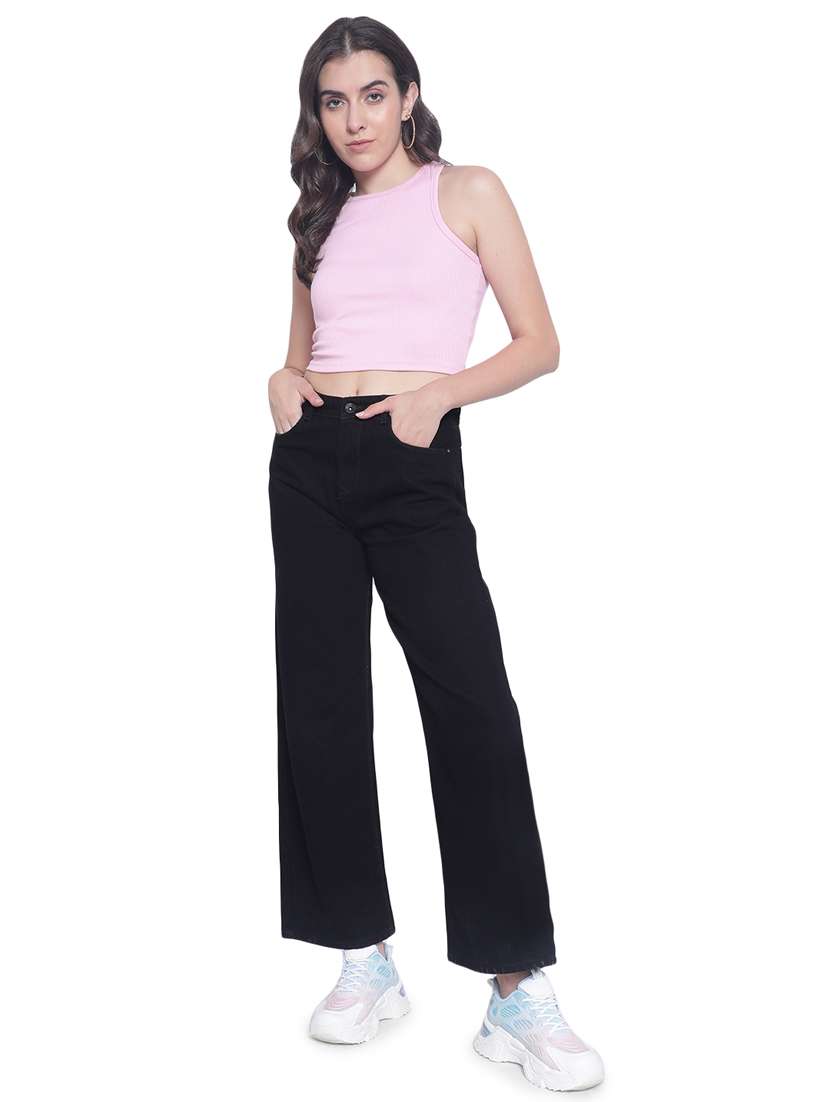 women's plain wide leg jeans - 20280338 -  Standard Image - 5