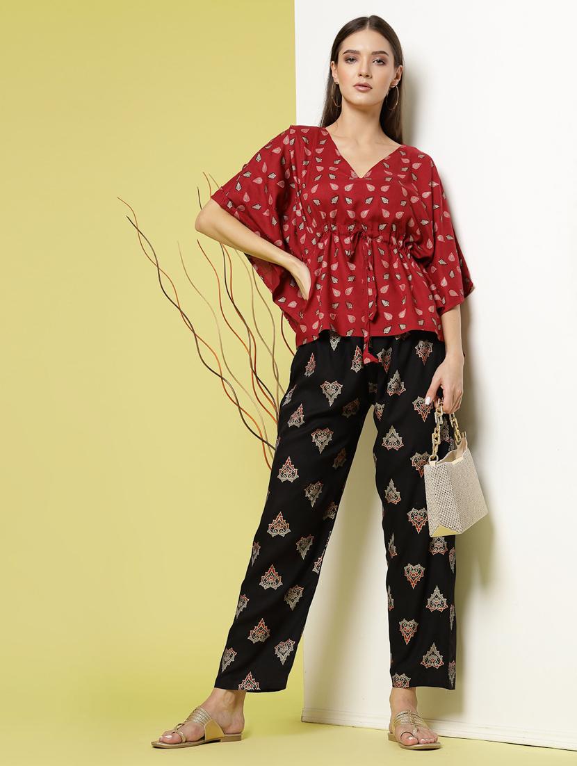 women printed top and trouser co-ord set - 20280454 - Zoom Image - 0