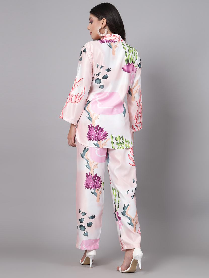 women multi color printed rayon shirt and trouser co-ord set - 20280457 - Standard Image - 3