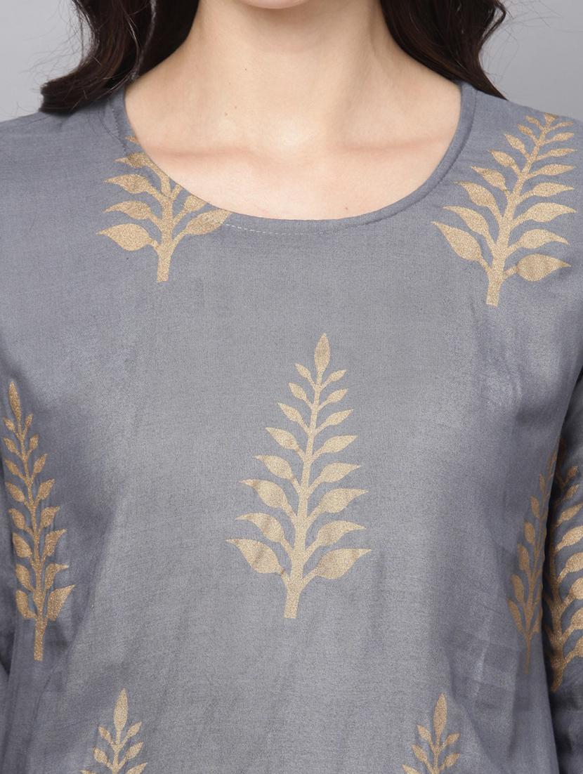 grey colored kurta palazzo set - 20280620 - Standard Image - 3