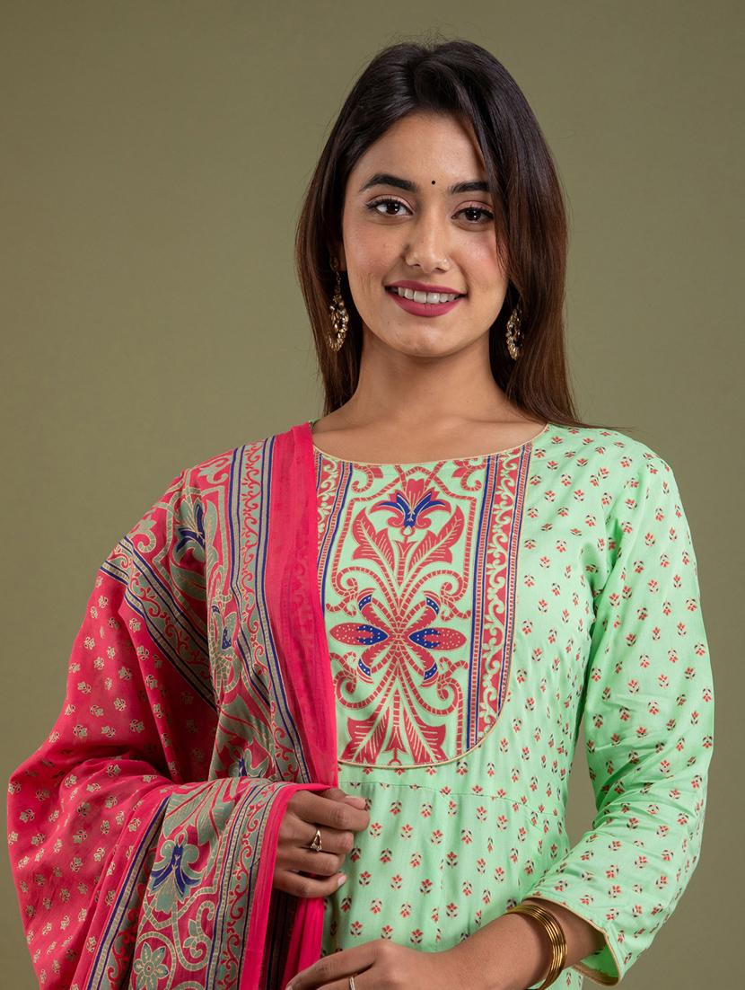 neo mint colored kurta dupatta set - 20280694 - Standard Image - 3