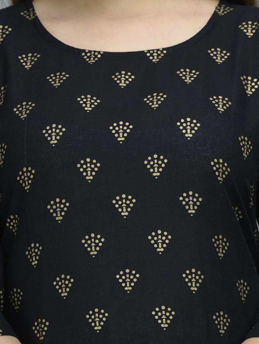 black colored straight kurta - 20280841 -  Standard Image - 3