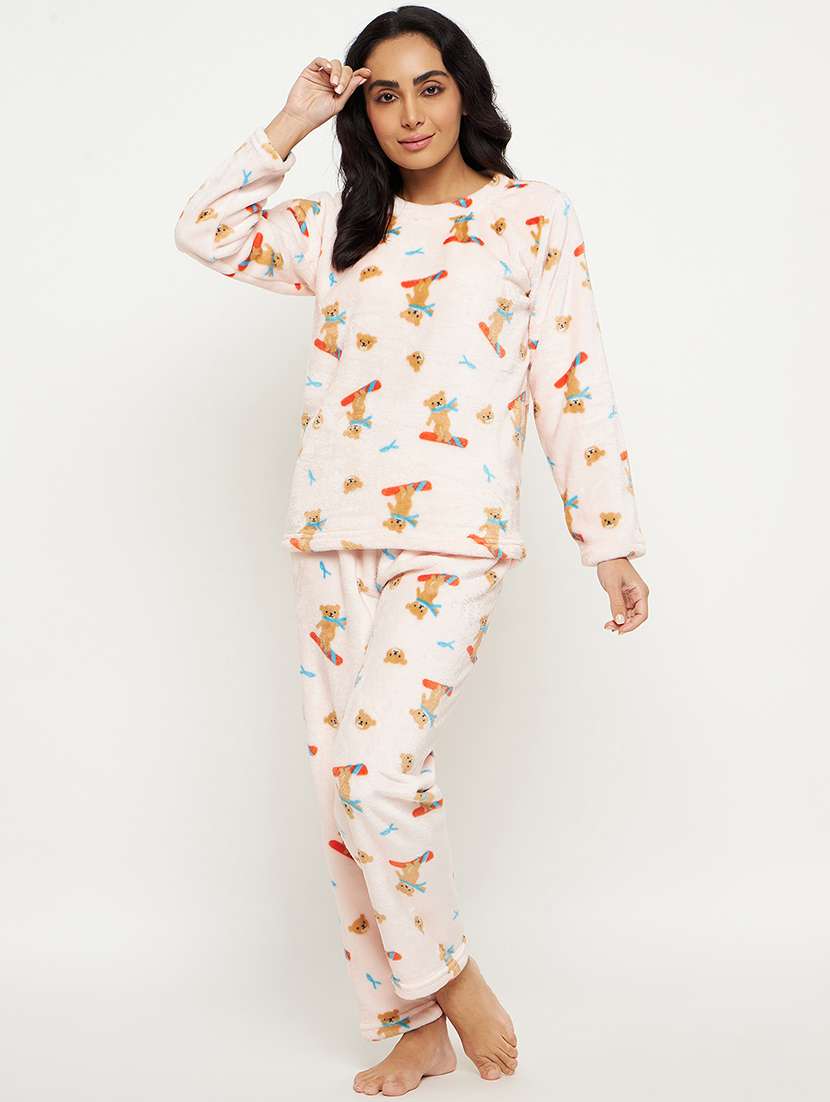 round neck quirky printed nightwear pyjama set - 20282344 - Zoom Image - 0