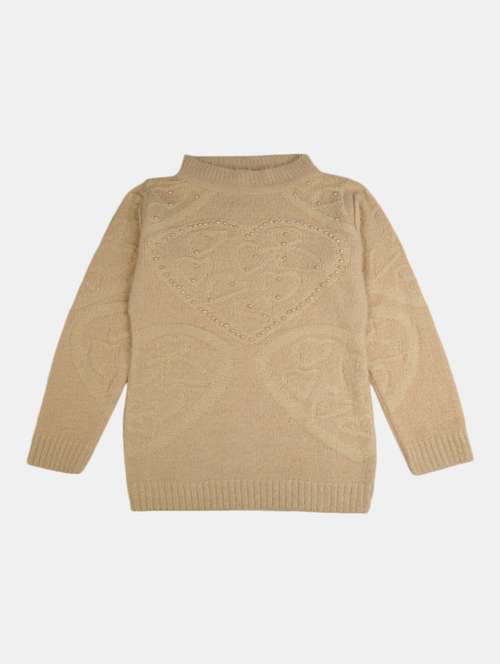 girls round neck self-designed regular sweater - 20282402 - Standard Image - 0