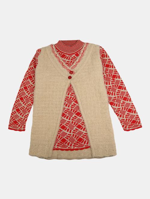 red & beige self-designed layered sweater - 20282418 - Standard Image - 0