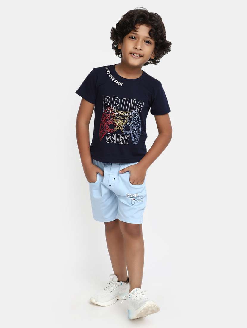 boys cotton printed shorts twin set