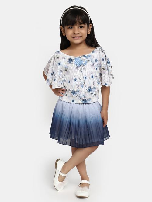 girls printed & ombre detailed top & skirt set - 20282597 - Standard Image - 0