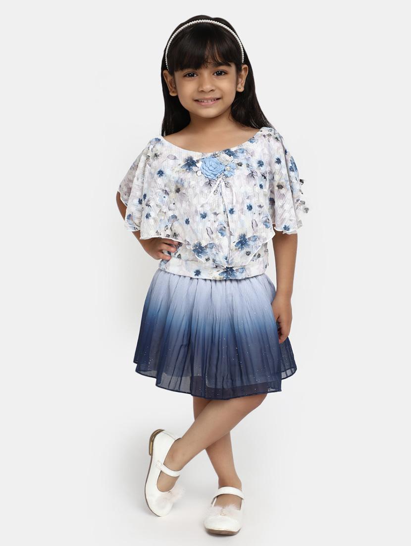 girls printed & ombre detailed top & skirt set - 20282597 - Zoom Image - 0