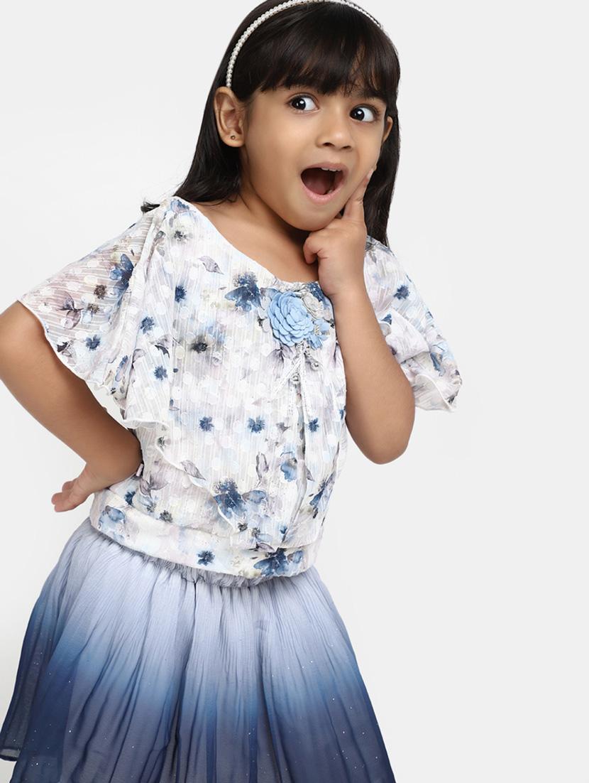 girls printed & ombre detailed top & skirt set - 20282597 - Standard Image - 3