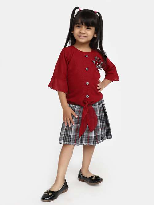 girls printed detailed top & skirt set - 20282610 - Standard Image - 0