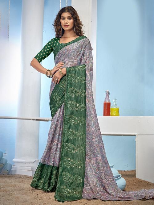 women's printed multi colored saree with blouse - 20283136 - Standard Image - 0
