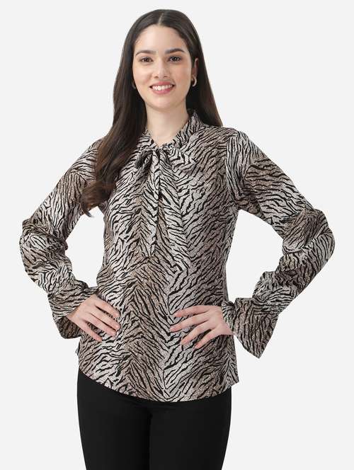 women's straight tie-up neck top - 20283928 -  Standard Image - 0