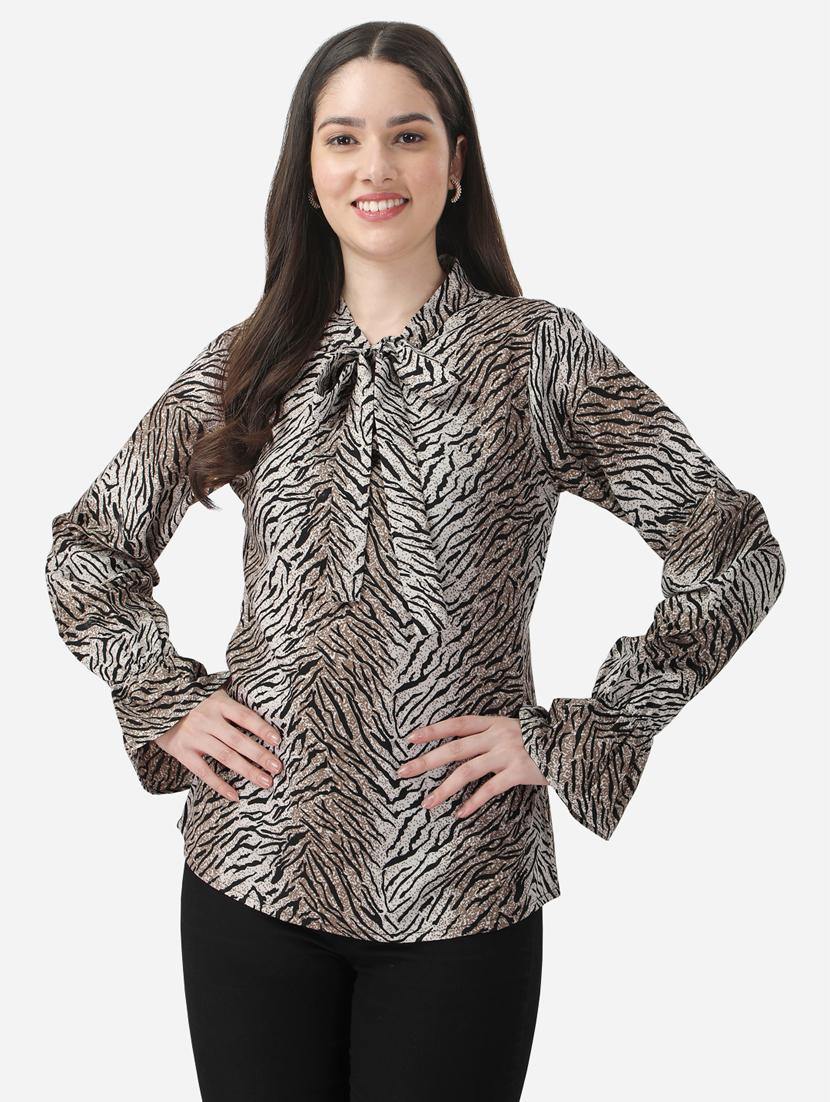 women's straight tie-up neck top