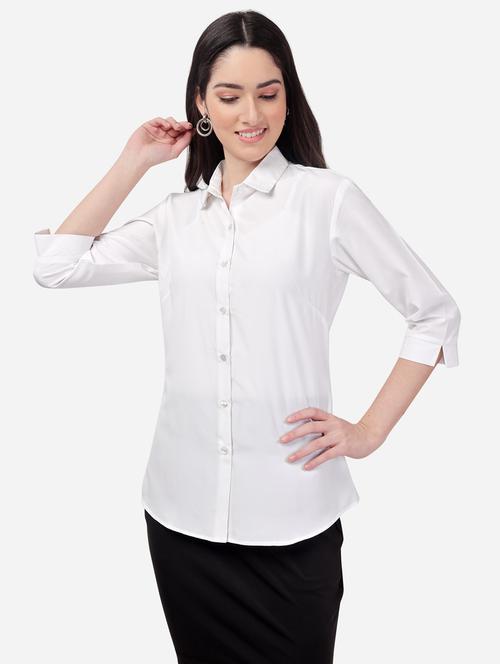 white solid regular shirt - 20283971 -  Standard Image - 0