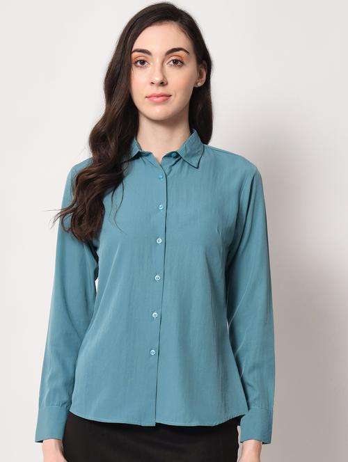 blue solid regular shirt - 20283974 - Standard Image - 0
