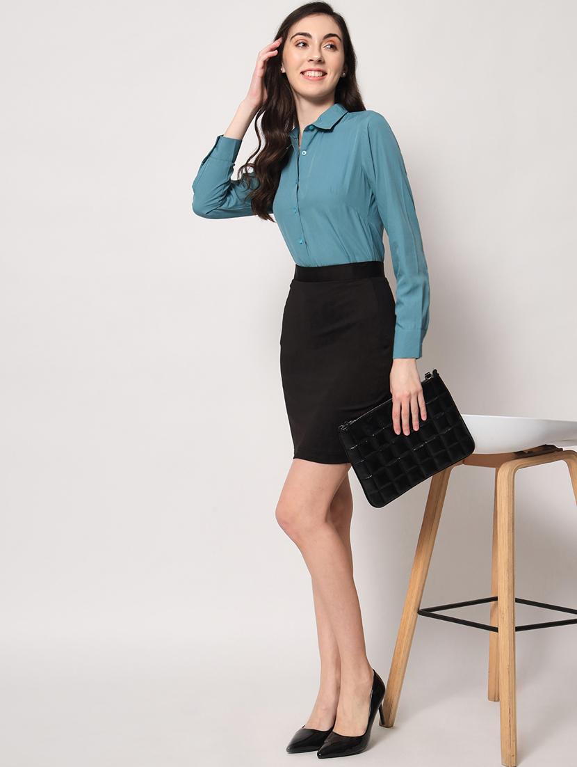 blue solid regular shirt - 20283974 - Standard Image - 3