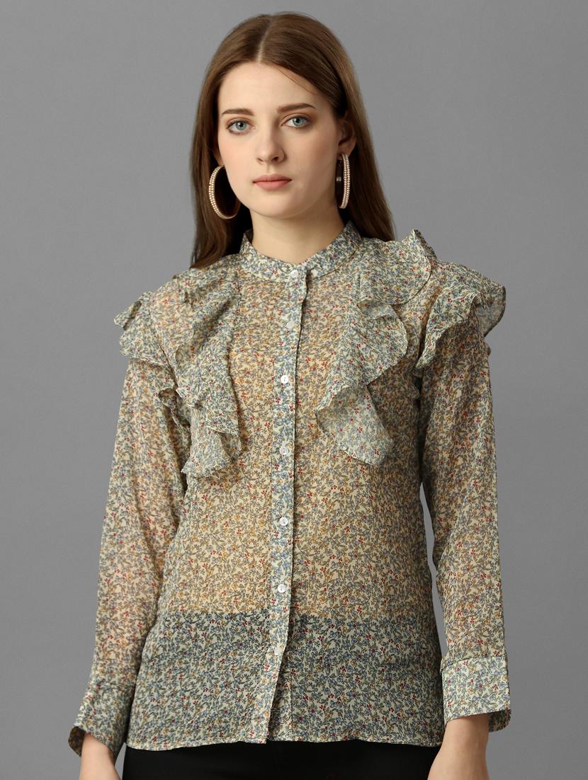 ruffled chiffon regular shirt - 20283979 - Zoom Image - 0