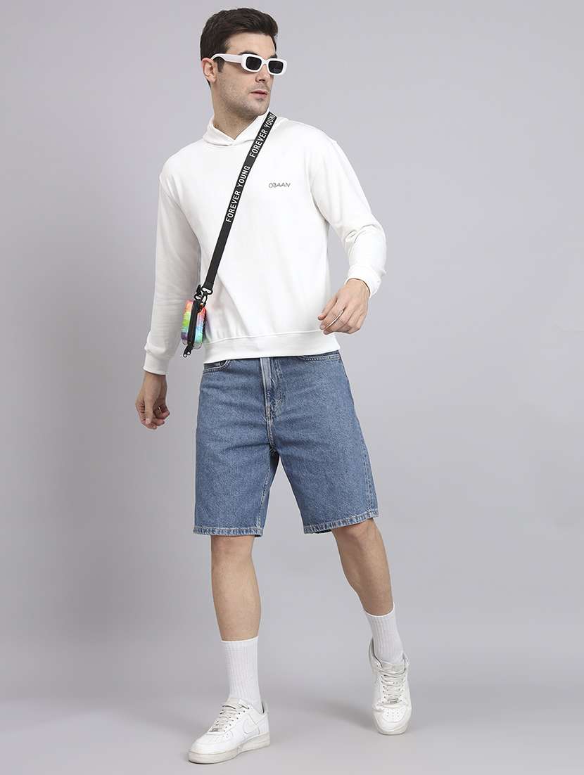 men's hooded white full sleeves sweatshirt - 20284034 - Standard Image - 3