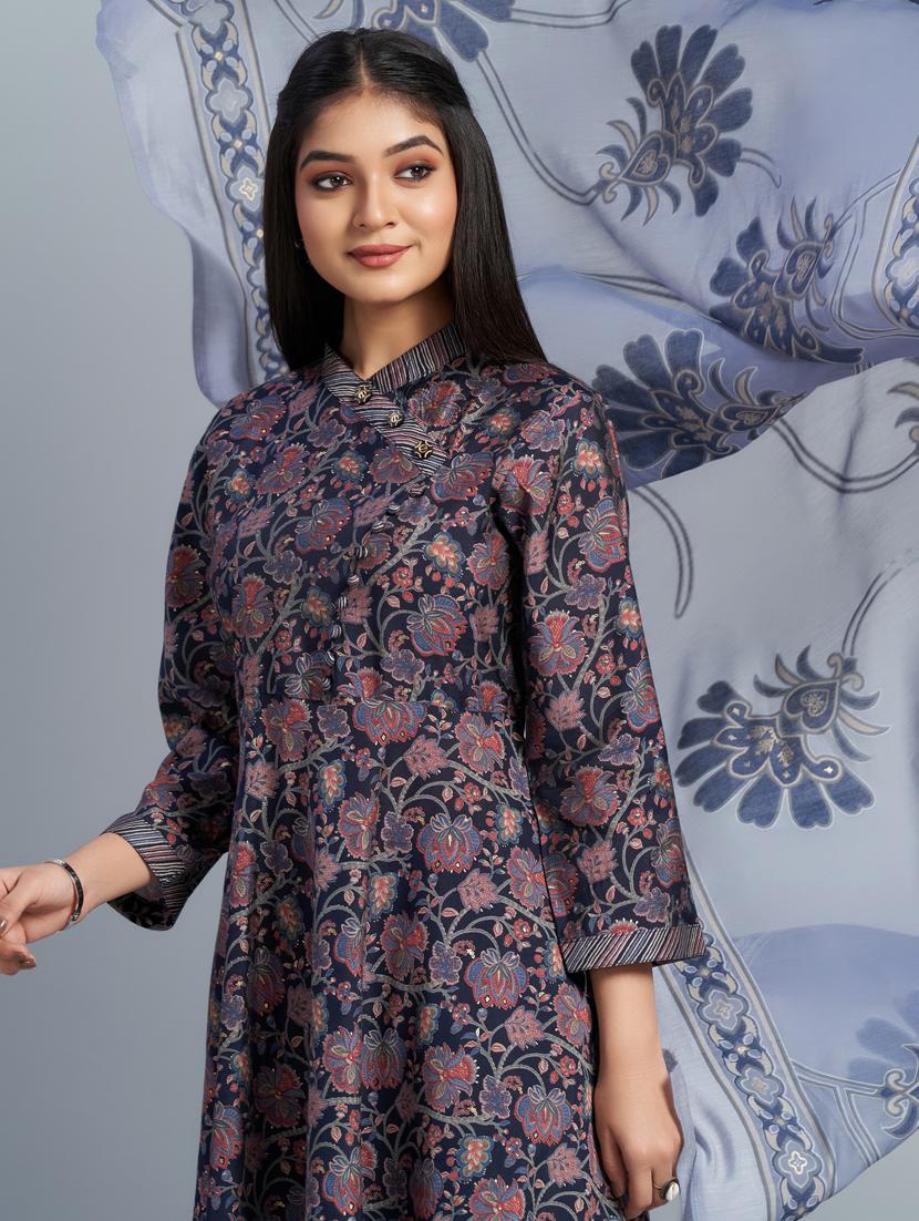 floral printed kurta pant set with dupatta - 20284298 - Standard Image - 3