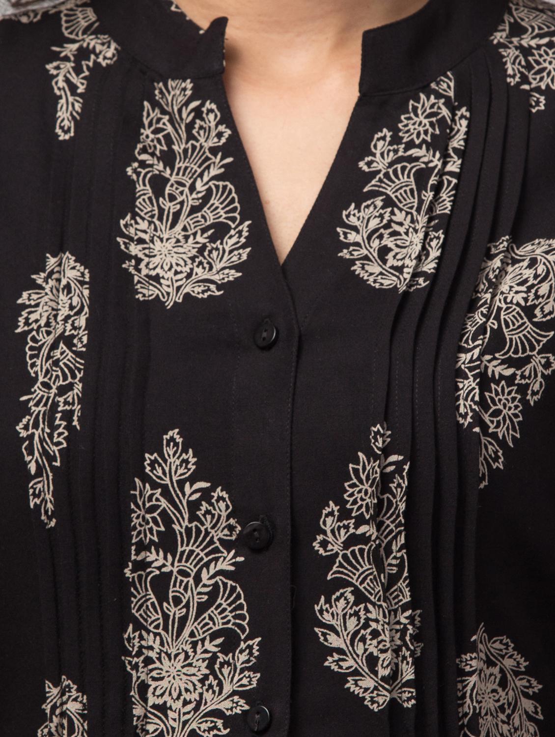 women mandarin neck block printed regular tunic - 20284312 - Standard Image - 3