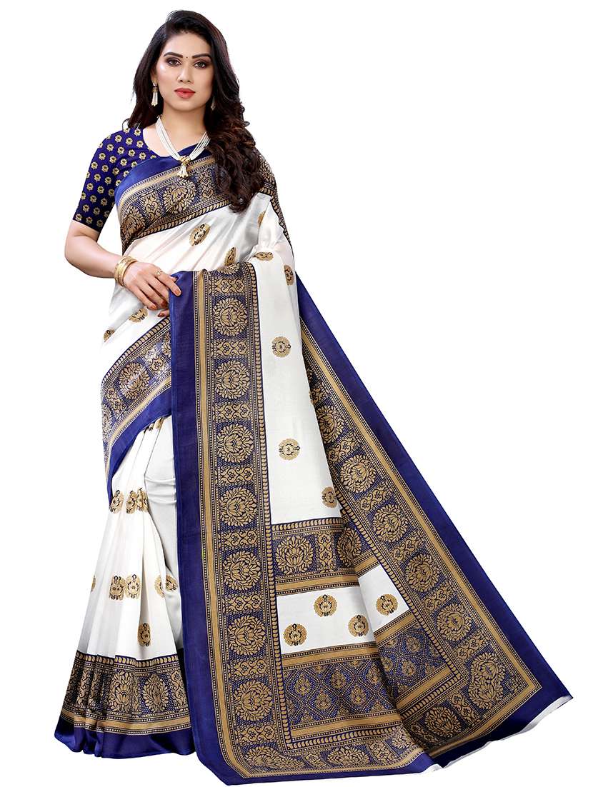 multi colored bordered  saree with blouse