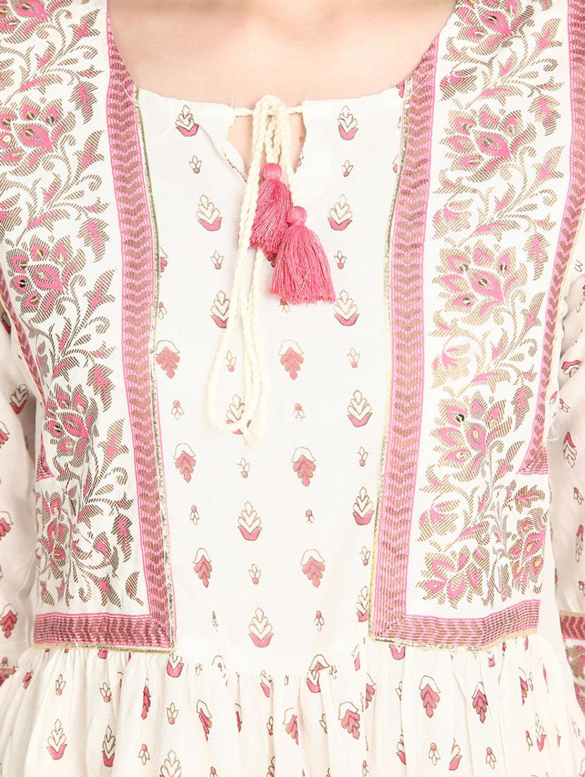 women white tie-up-neck flared dress - 20285777 - Standard Image - 5