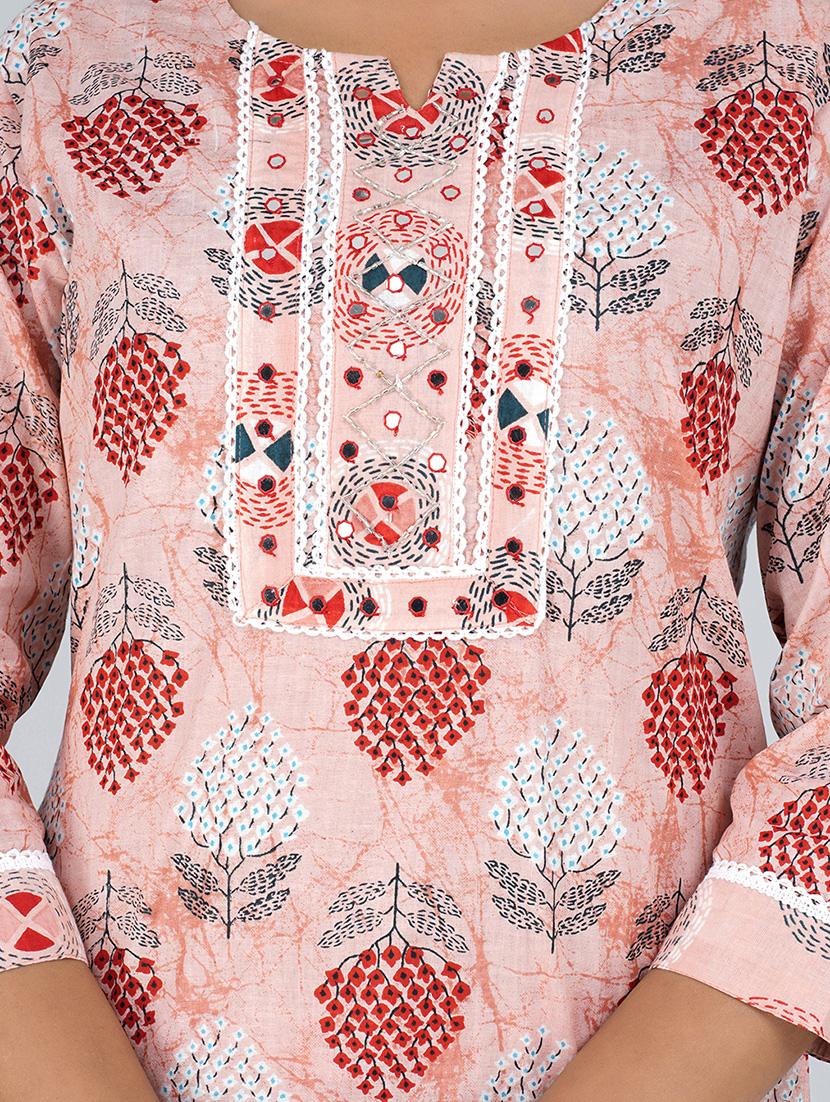 pink colored kurta pant set - 20285952 - Standard Image - 5