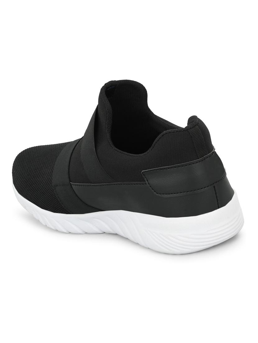 men solid black mesh running sports shoes - 20287538 - Standard Image - 3