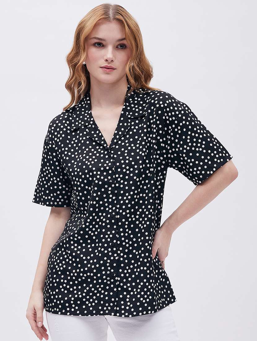 women polka doted regular shirt