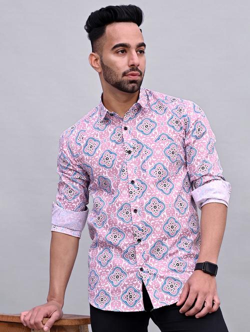 mens block print casual shirt - 20287719 - Standard Image - 0