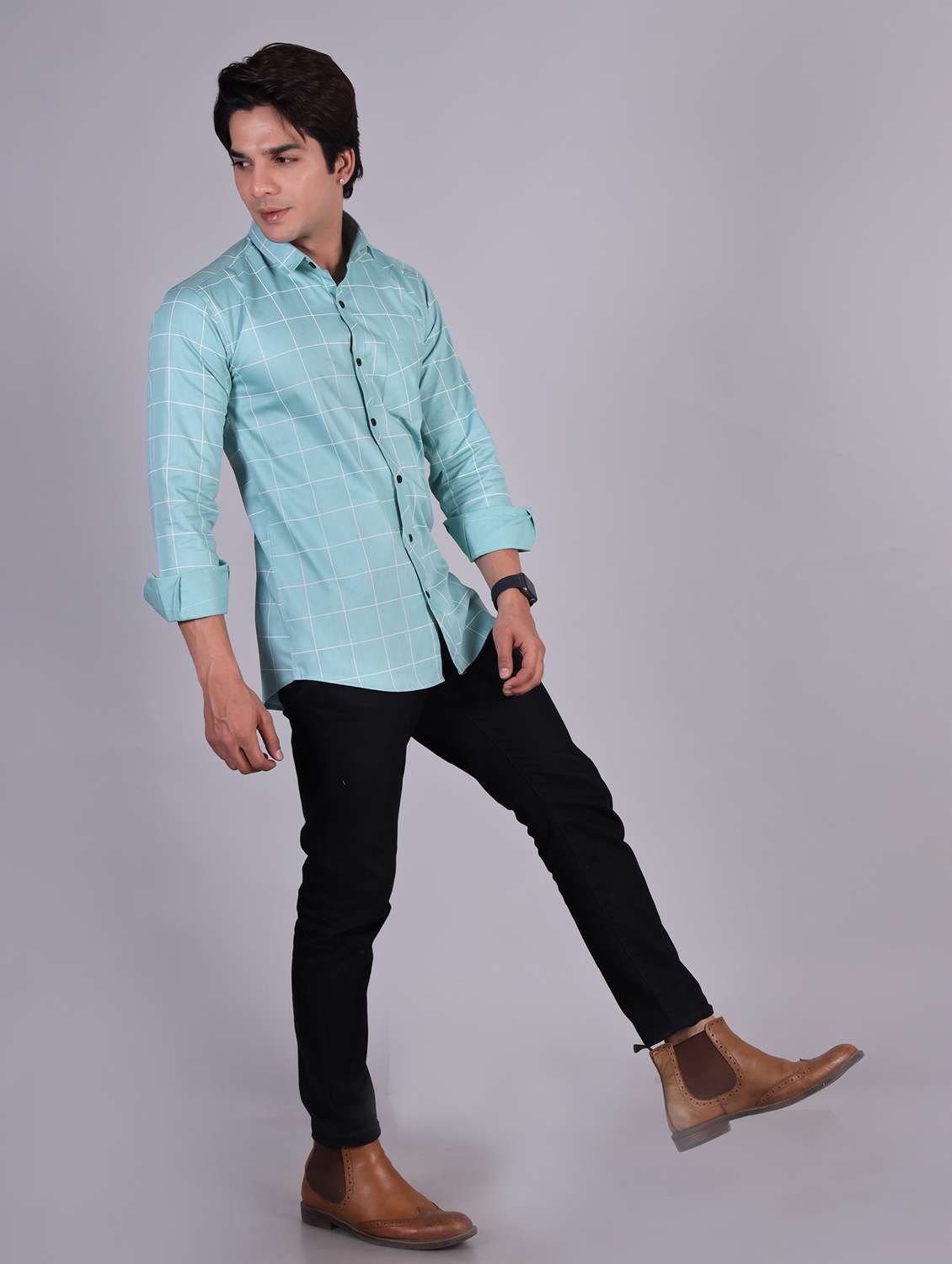 mens checks casual shirt - 20287753 -  Standard Image - 3