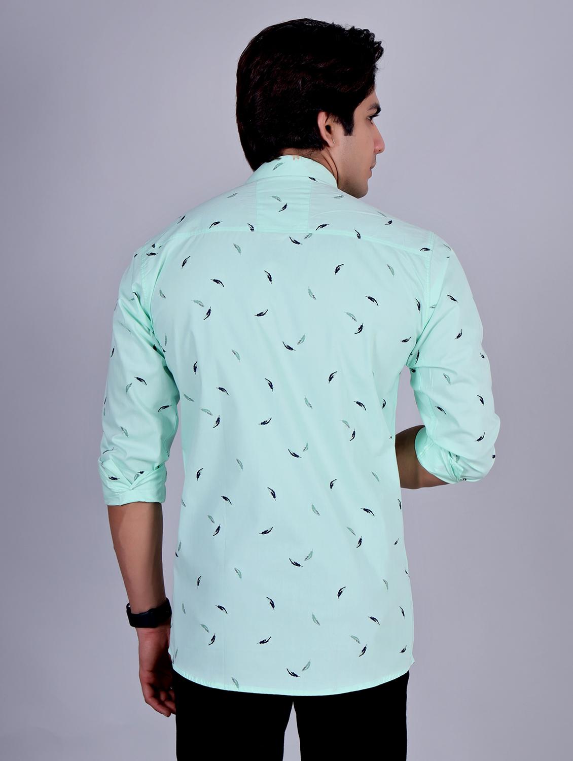 mens leaf print casual shirt - 20287757 - Standard Image - 3