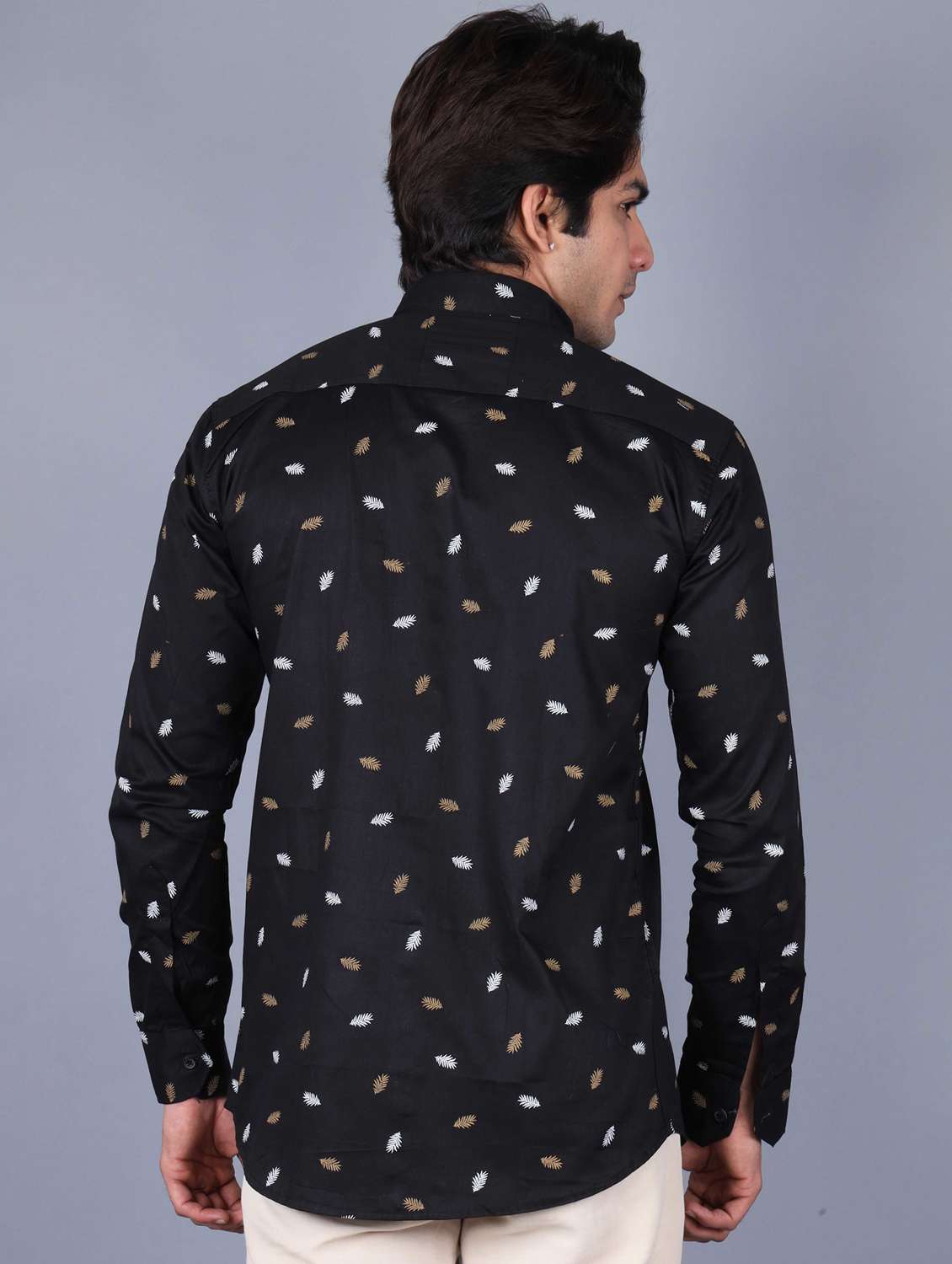 mens leaf print casual shirt - 20287777 -  Standard Image - 3