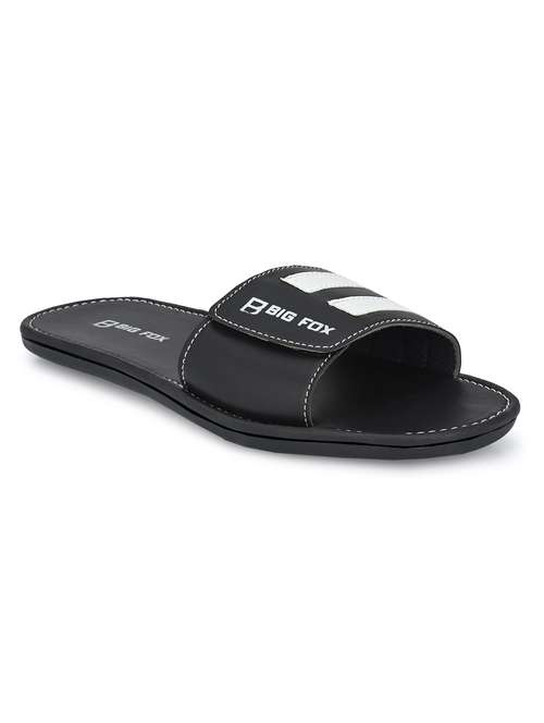 black synthetic slip on flip flops - 20287798 - Standard Image - 0