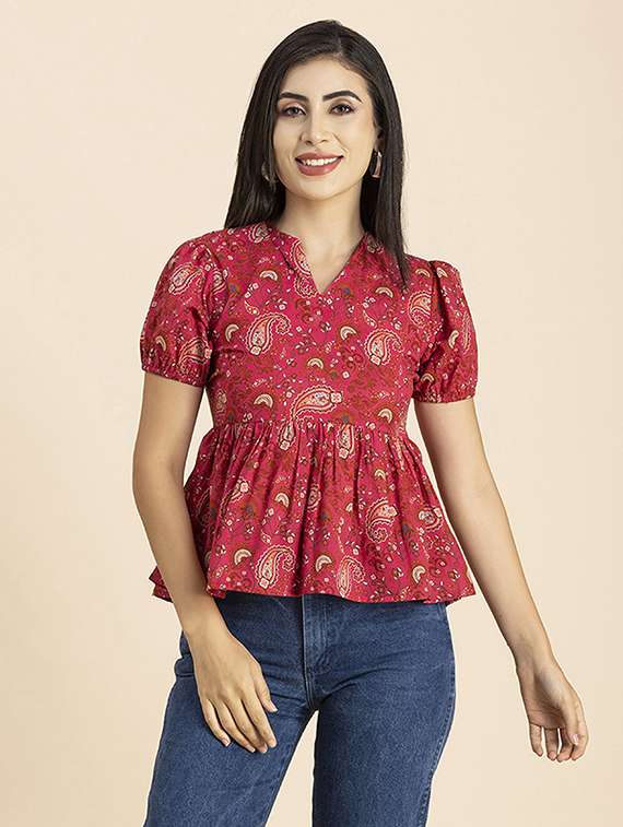 women's peplum v neck top