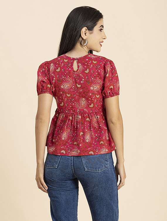women's peplum v neck top - 20288095 - Standard Image - 3