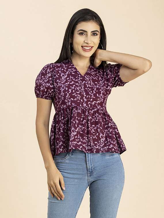 women's peplum v neck top