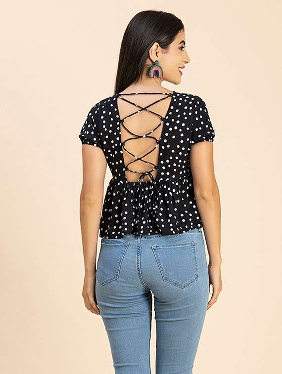 women's peplum crew neck top - 20288102 -  Standard Image - 3
