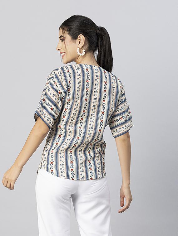women's straight round neck top - 20288114 - Standard Image - 3