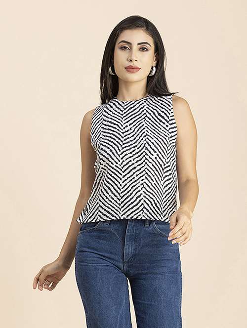 women's a line round neck top - 20288115 -  Standard Image - 0
