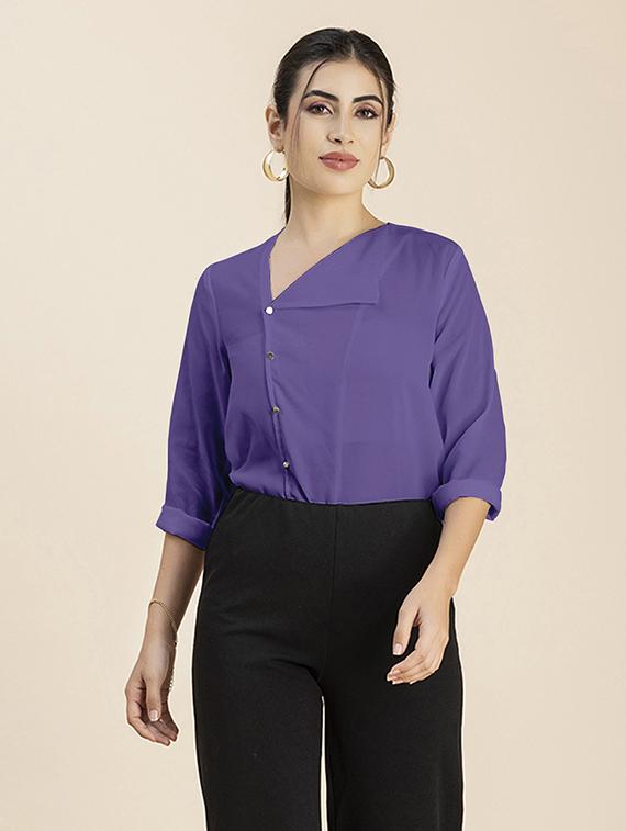 women's straight lapel neck top - 20288121 - Zoom Image - 0