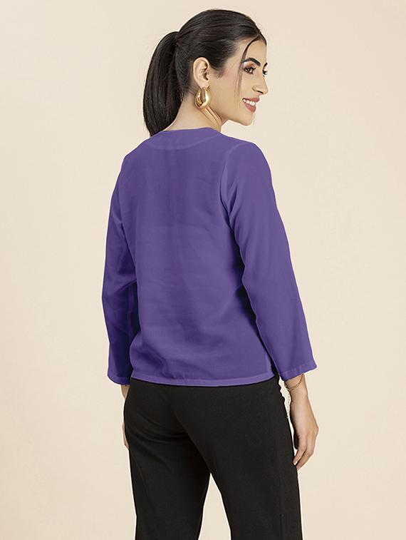 women's straight lapel neck top - 20288121 - Standard Image - 3