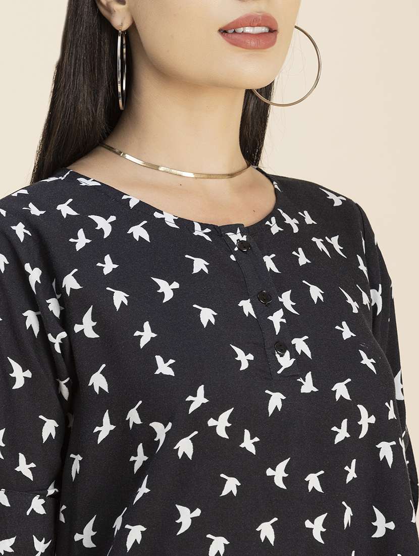women's high-low round neck top - 20288140 - Standard Image - 3